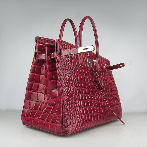 Replica Hermes Birkin 40CM Crocodile Veins Leather Bag Wine 6089 Online